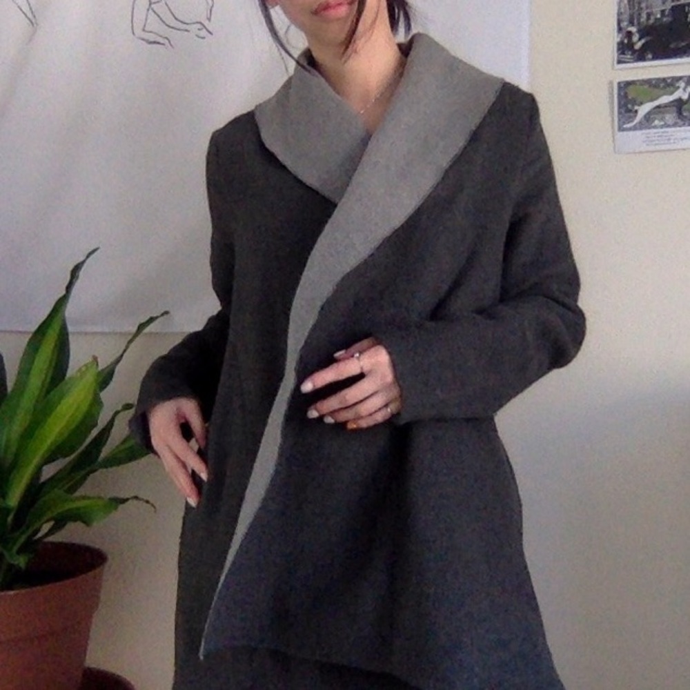 Grey Wool Wrap Jacket size L